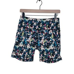 Sweaty Betty Power 6" Cycling Shorts Blue Floral Splash MEDIUM M Pilates Yoga